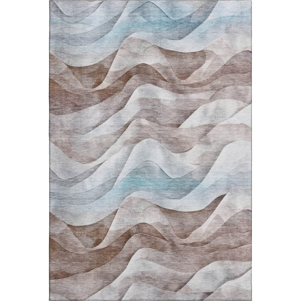 HomeRoots 10' X 14' Coffee Blue Abstract Area Rug – Stylish, Washable, UV-Protected, Perfect for Busy Homes! 694815
