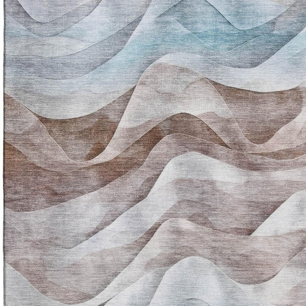 HomeRoots 10' X 14' Coffee Blue Abstract Area Rug – Stylish, Washable, UV-Protected, Perfect for Busy Homes! 694815