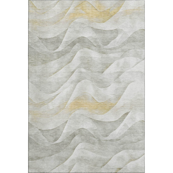 HomeRoots 5' X 8' Stylish Silver Gold Ivory Abstract Area Rug - Washable, UV Protected, Perfect for High-Traffic Areas 694817