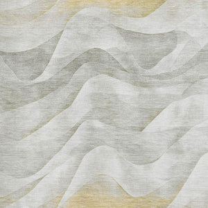 HomeRoots 5' X 8' Stylish Silver Gold Ivory Abstract Area Rug - Washable, UV Protected, Perfect for High-Traffic Areas 694817