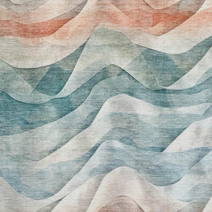 HomeRoots 8' Teal Peach And Ivory Abstract Area Rug - Stylish, Washable, UV-Protected, Non-Slip Design Perfect for Homes 694825