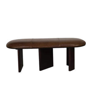 HomeRoots 48" Brown Genuine Leather Upholstered Bench with Solid Wood Legs - Stylish Entryway Seating Solution 694828