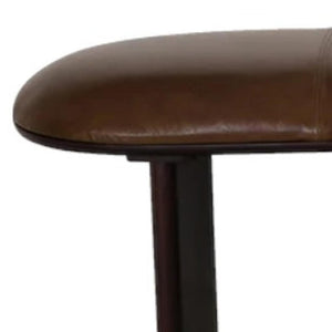 HomeRoots 48" Brown Genuine Leather Upholstered Bench with Solid Wood Legs - Stylish Entryway Seating Solution 694828