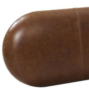 HomeRoots 48" Brown Genuine Leather Upholstered Bench with Solid Wood Legs - Stylish Entryway Seating Solution 694828
