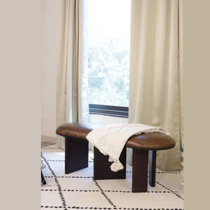 HomeRoots 48" Brown Genuine Leather Upholstered Bench with Solid Wood Legs - Stylish Entryway Seating Solution 694828