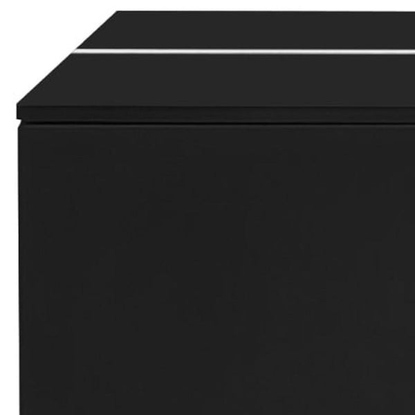 HomeRoots 47" Black Wood Extendable Coffee Table with Hidden Storage for a Modern, Organized Living Space 694832
