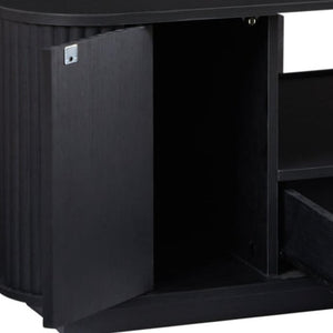HomeRoots 47" Black Oval Coffee Table with Storage - Stylish, Durable Design for Modern Living Spaces & Offices 694834