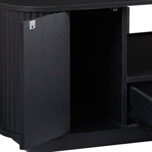 HomeRoots 47" Black Oval Coffee Table with Storage - Stylish, Durable Design for Modern Living Spaces & Offices 694834
