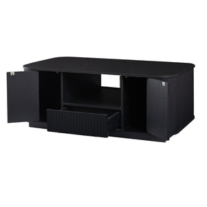 HomeRoots 47" Black Oval Coffee Table with Storage - Stylish, Durable Design for Modern Living Spaces & Offices 694834