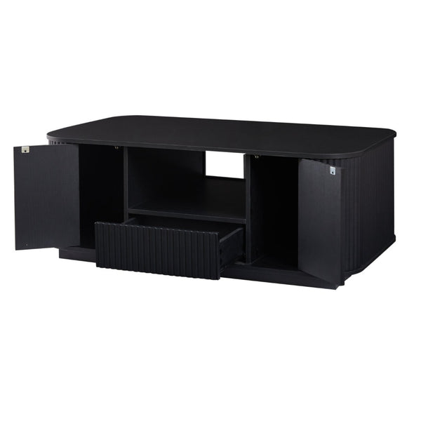 HomeRoots 47" Black Oval Coffee Table with Storage - Stylish, Durable Design for Modern Living Spaces & Offices 694834