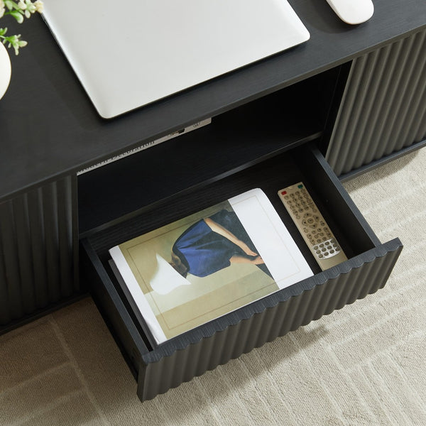 HomeRoots 47" Black Oval Coffee Table with Storage - Stylish, Durable Design for Modern Living Spaces & Offices 694834