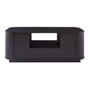 HomeRoots 47" Black Oval Coffee Table with Storage - Stylish, Durable Design for Modern Living Spaces & Offices 694834