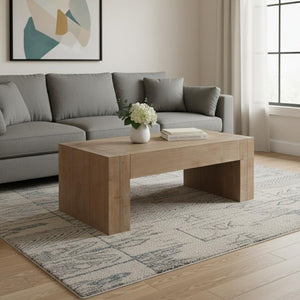 HomeRoots 49" Natural Wood Chunky Rectangular Coffee Table - Rustic Charm for Modern Living Spaces & Offices 694837