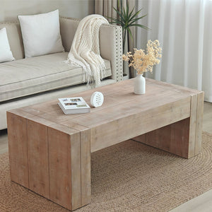 HomeRoots 49" Natural Wood Chunky Rectangular Coffee Table - Rustic Charm for Modern Living Spaces & Offices 694837
