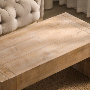 HomeRoots 49" Natural Wood Chunky Rectangular Coffee Table - Rustic Charm for Modern Living Spaces & Offices 694837