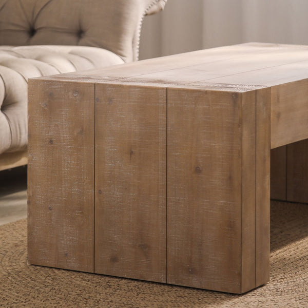 HomeRoots 49" Natural Wood Chunky Rectangular Coffee Table - Rustic Charm for Modern Living Spaces & Offices 694837