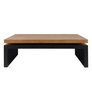 HomeRoots 48" Striking Two-Tone Floating Frame Coffee Table – Modern Natural Wood and Black Base Design 694838