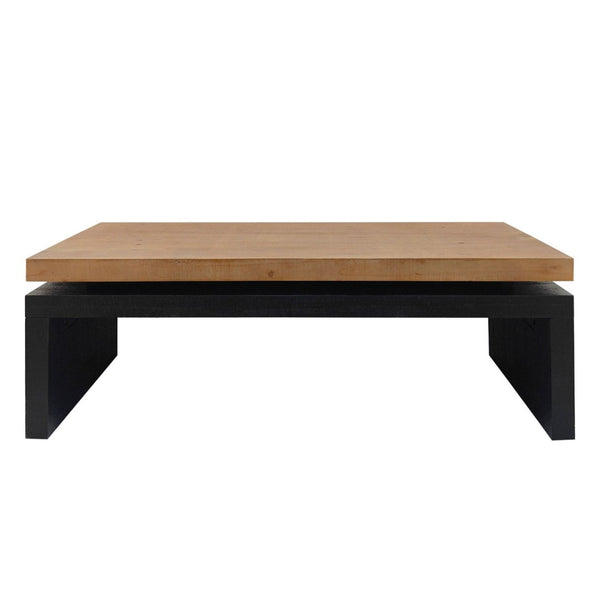 HomeRoots 48" Striking Two-Tone Floating Frame Coffee Table – Modern Natural Wood and Black Base Design 694838