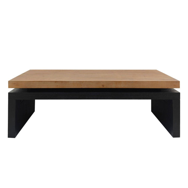 HomeRoots 48" Striking Two-Tone Floating Frame Coffee Table – Modern Natural Wood and Black Base Design 694838