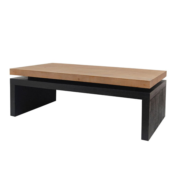 HomeRoots 48" Striking Two-Tone Floating Frame Coffee Table – Modern Natural Wood and Black Base Design 694838