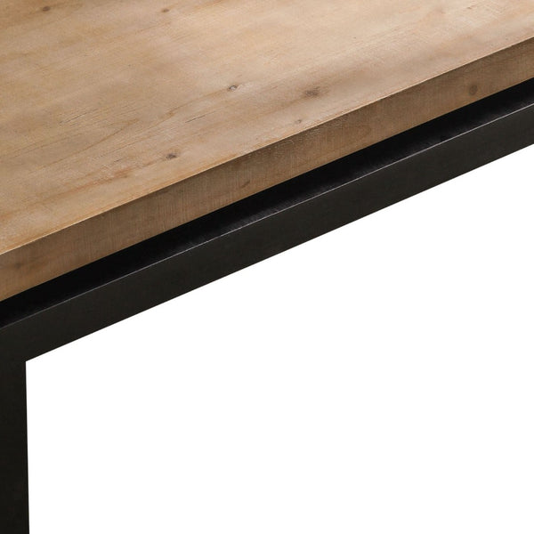 HomeRoots 48" Striking Two-Tone Floating Frame Coffee Table – Modern Natural Wood and Black Base Design 694838