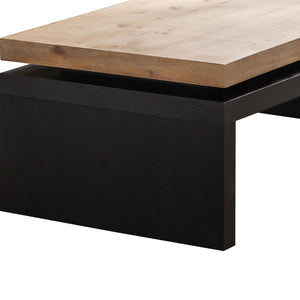 HomeRoots 48" Striking Two-Tone Floating Frame Coffee Table – Modern Natural Wood and Black Base Design 694838