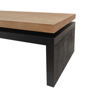 HomeRoots 48" Striking Two-Tone Floating Frame Coffee Table – Modern Natural Wood and Black Base Design 694838