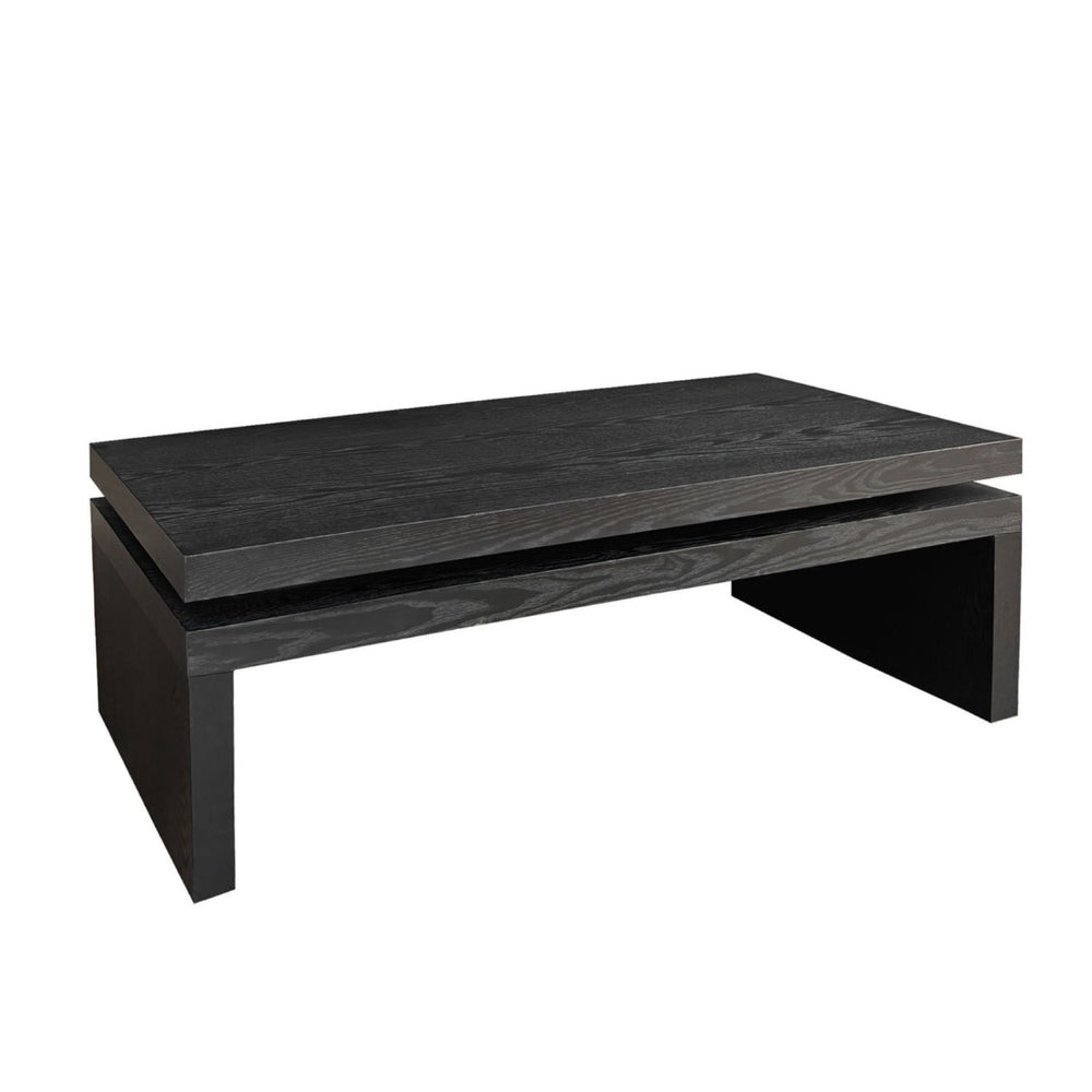 HomeRoots 48" Black Wood Floating Coffee Table - Modern Rectangular Design for Stylish Living Room Décor 694839