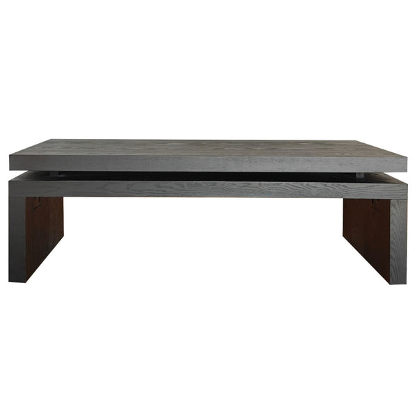 HomeRoots 48" Black Wood Floating Coffee Table - Modern Rectangular Design for Stylish Living Room Décor 694839