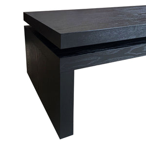 HomeRoots 48" Black Wood Floating Coffee Table - Modern Rectangular Design for Stylish Living Room Décor 694839