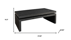 HomeRoots 48" Black Wood Floating Coffee Table - Modern Rectangular Design for Stylish Living Room Décor 694839