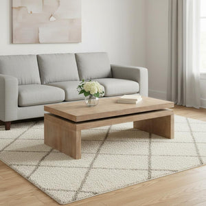 HomeRoots 48" Rustic Distressed Floating Frame Coffee Table - Chic Farmhouse Design for Modern Living Spaces 694840