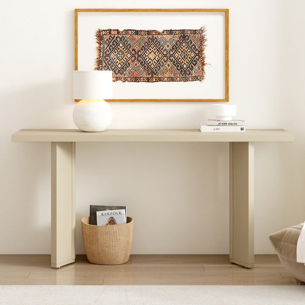 HomeRoots 63" Beige Wood Coffee Table – Stylish & Durable Centerpiece for Modern Living Rooms & Offices 694843