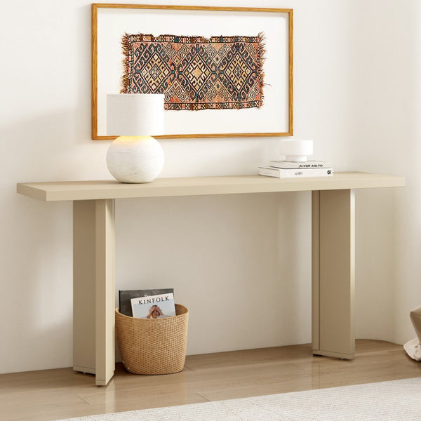 HomeRoots 63" Beige Wood Coffee Table – Stylish & Durable Centerpiece for Modern Living Rooms & Offices 694843