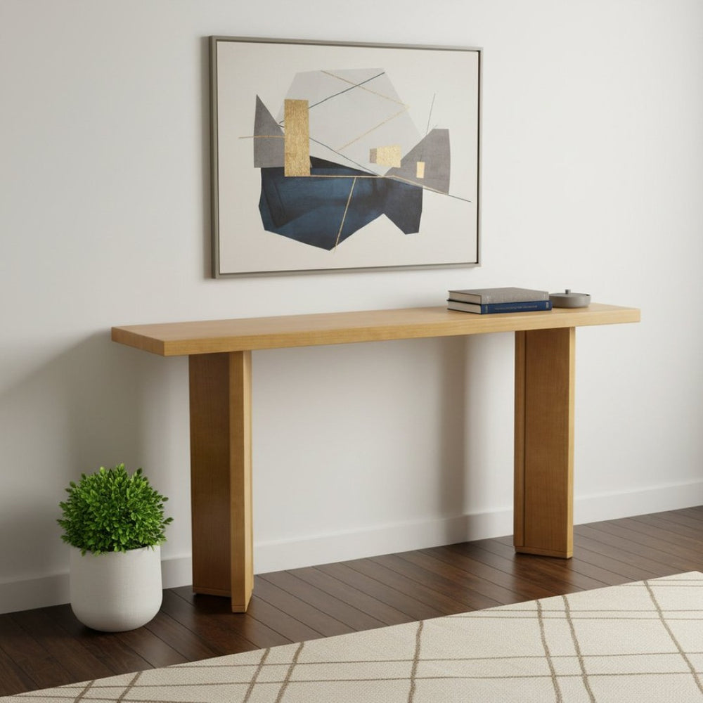 HomeRoots 63" Natural Wood Coffee Table - Elegant Centerpiece with Modern Design for Living Rooms & Offices 694844