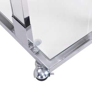 HomeRoots 26" White Glass and Acrylic Square Coffee Table - Modern, Mobile Design for Any Stylish Space 694846