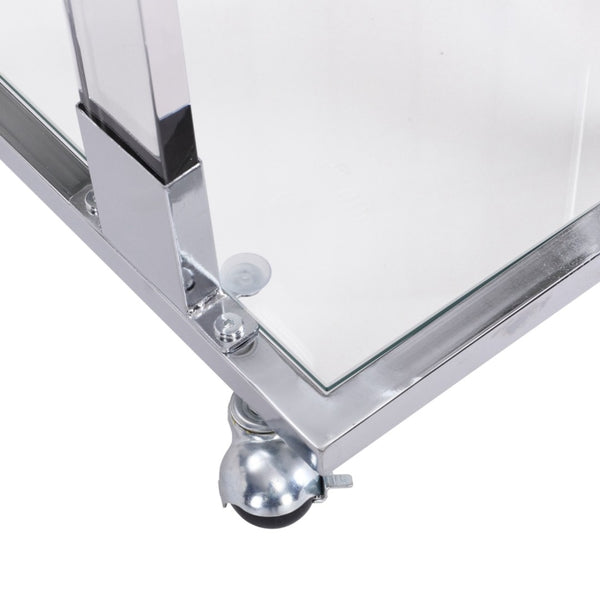 HomeRoots 26" White Glass and Acrylic Square Coffee Table - Modern, Mobile Design for Any Stylish Space 694846