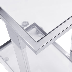HomeRoots 26" White Glass and Acrylic Square Coffee Table - Modern, Mobile Design for Any Stylish Space 694846