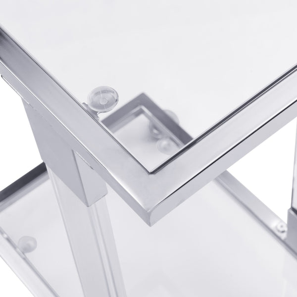 HomeRoots 26" White Glass and Acrylic Square Coffee Table - Modern, Mobile Design for Any Stylish Space 694846
