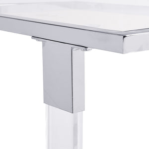 HomeRoots 26" White Glass and Acrylic Square Coffee Table - Modern, Mobile Design for Any Stylish Space 694846