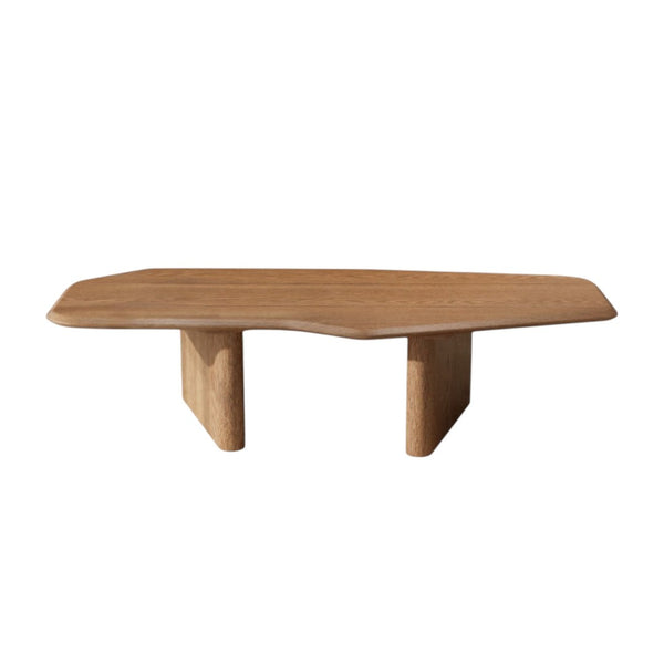 HomeRoots 47" Natural Wood Free Form Double Pedestal Coffee Table – Modern Organic Design for Versatile Spaces 694847