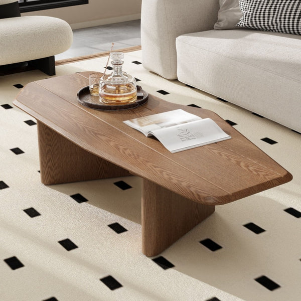 HomeRoots 47" Natural Wood Free Form Double Pedestal Coffee Table – Modern Organic Design for Versatile Spaces 694847