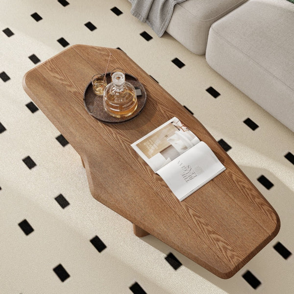 HomeRoots 47" Natural Wood Free Form Double Pedestal Coffee Table – Modern Organic Design for Versatile Spaces 694847