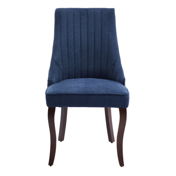 Set of Two Linen Upholstered Solid Wood Dining Side Chairs for Modern Farmhouse Kitchens