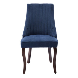 Set of Two Linen Upholstered Solid Wood Dining Side Chairs for Modern Farmhouse Kitchens