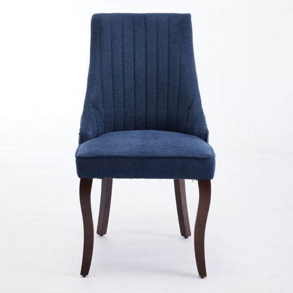 Set of Two Linen Upholstered Solid Wood Dining Side Chairs for Modern Farmhouse Kitchens