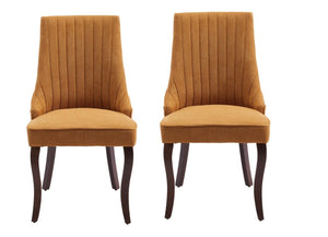 Set of Two Linen Upholstered Solid Wood Dining Side Chairs for Modern Farmhouse Kitchens