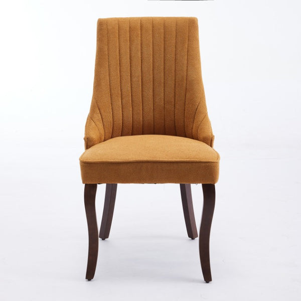 Set of Two Linen Upholstered Solid Wood Dining Side Chairs for Modern Farmhouse Kitchens