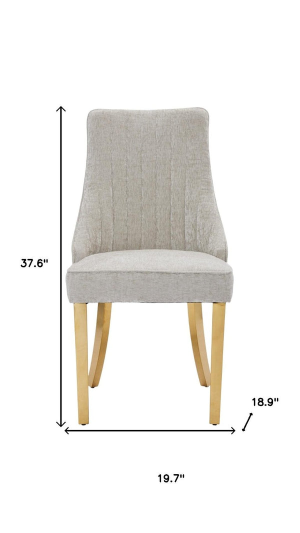 Set of Two Chenille Upholstered Dining Side Chairs with Stainless Steel Legs for Modern