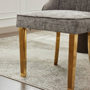 Set of Two Chenille Upholstered Dining Side Chairs with Stainless Steel Legs for Modern